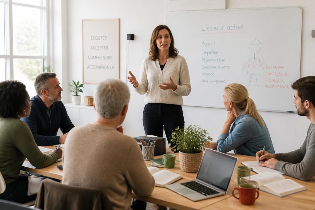 découvrez notre formation en relation d’aide dédiée aux adultes en reconversion professionnelle, pour acquérir des compétences clés et réussir votre nouveau projet de vie.